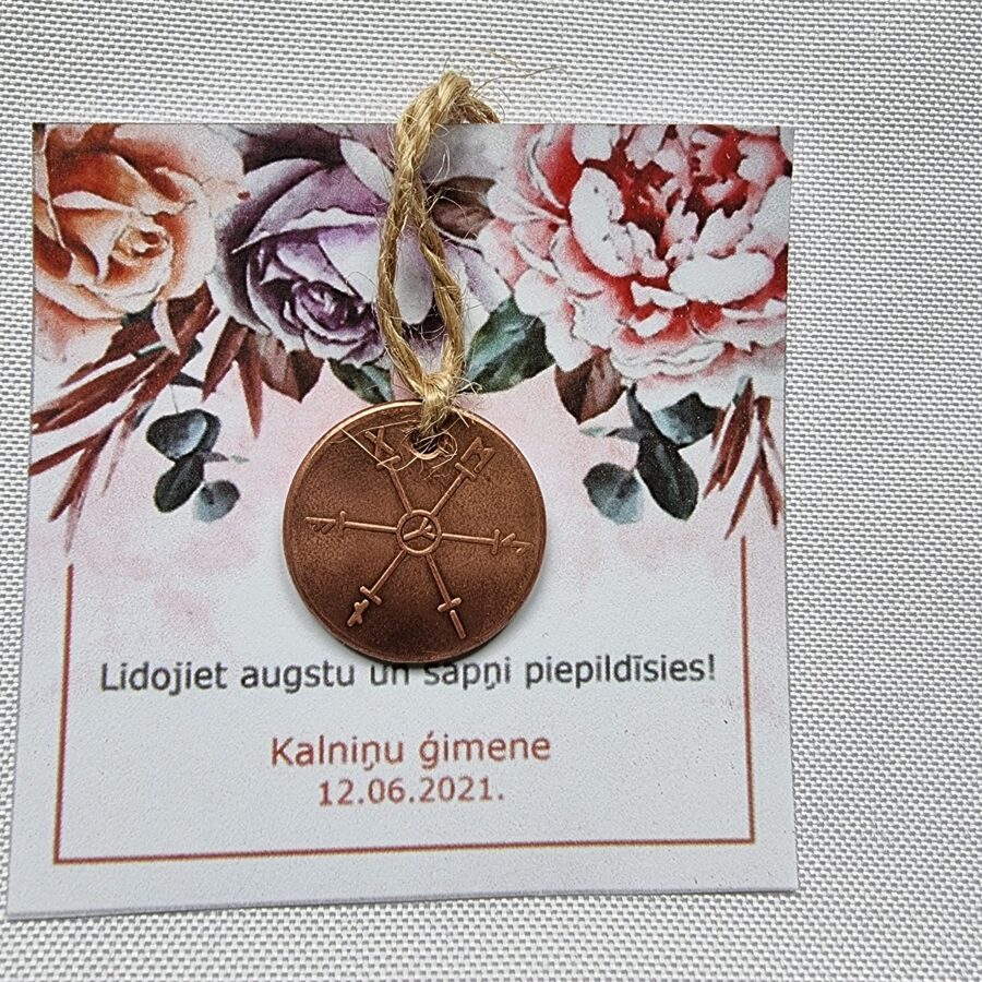 Personalizēta dāvana kāzu viesiem - veiksmes amulets ar vēlējumu